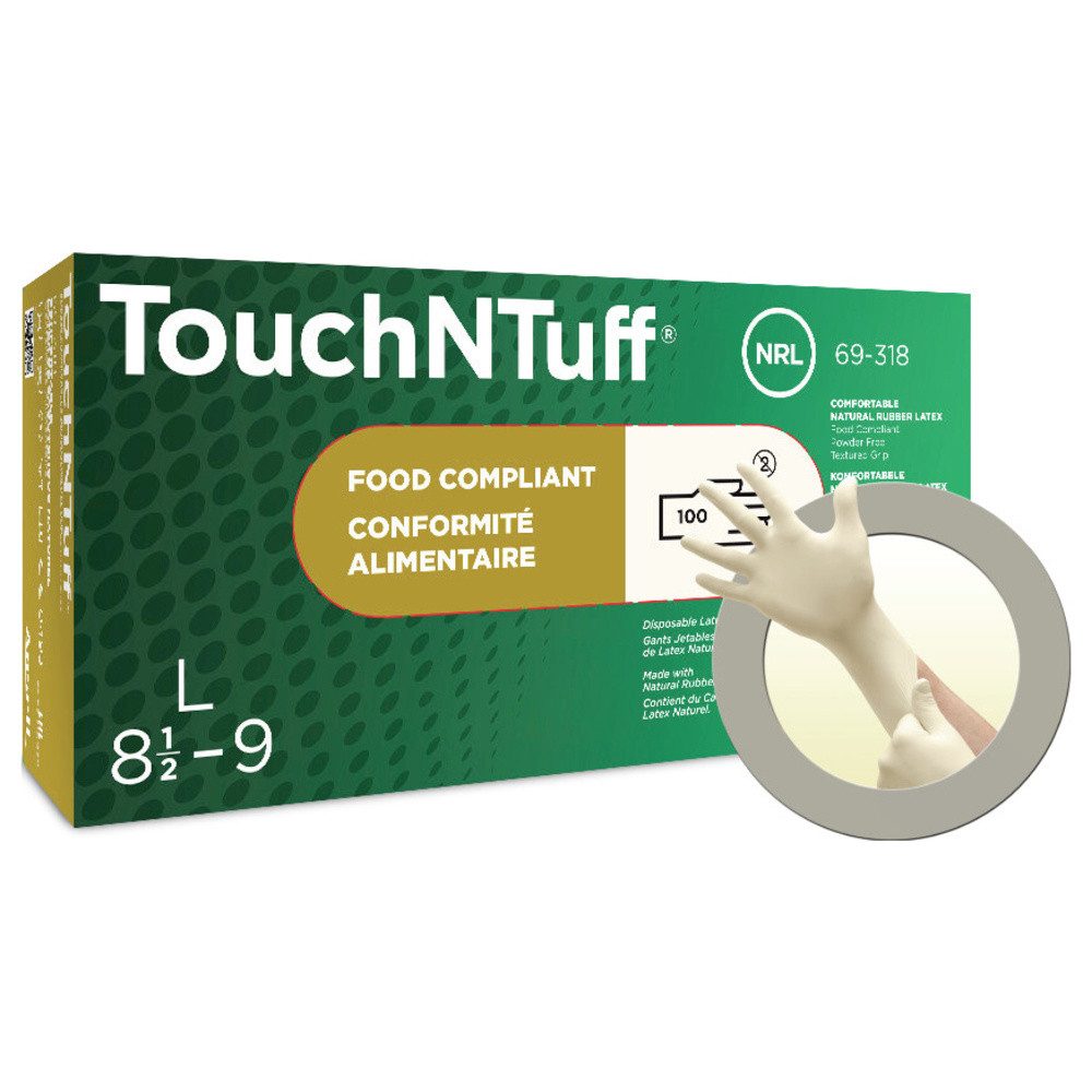 ANSELL Einweghandschuhe Ansell TouchNTuff 69318060 100 St. Naturlatex Einweghandschuh Größe (H