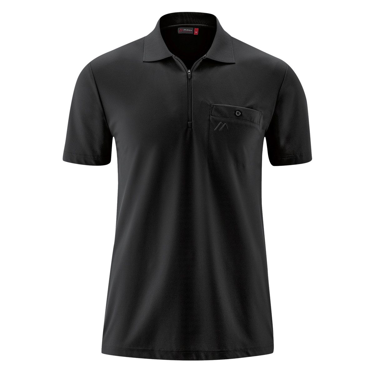 Poloshirt Maier Sports XXL Funktions-Zipper-Poloshirt schwarz