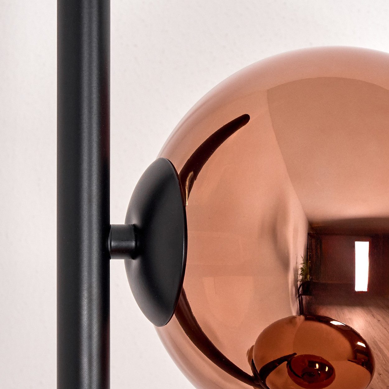hofstein Stehlampe Stehlampe aus Metall/Glas in Schwarz/Kupfer, Retro/Vintage-Design, ohne Leuchtmittel, moderne Stehleuchte, Ø Schirme 15 cm, Fußschalter, 160 cm, E14
