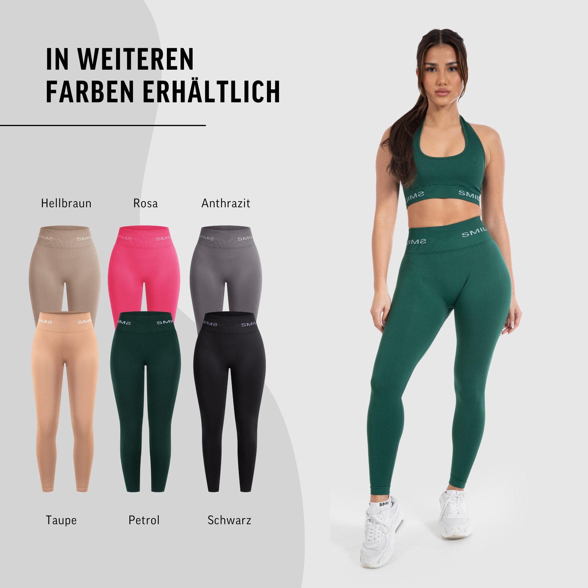 Smilodox Leggings Azura, Push Up Booy Fitnessleggings mit Schriftzug Sport & Alltag Scrunch Butt Squat-Sicher High Waist Seamless Yoga Gymhose Blickdicht – Bild 4 von 5