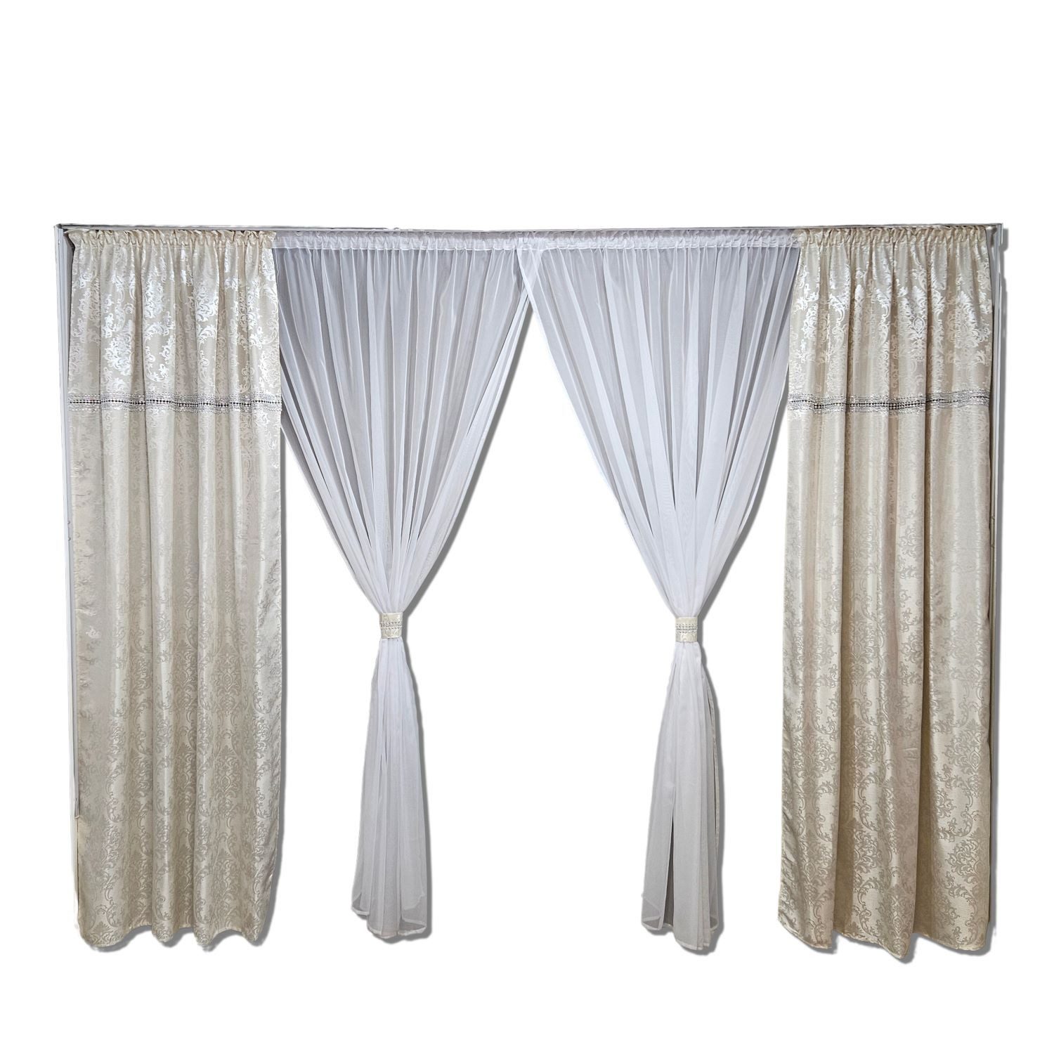 Gardinen by Justyna Verdunkelungsvorhang Vorhang Schal Set Creme Weiß (6 St günstig online kaufen