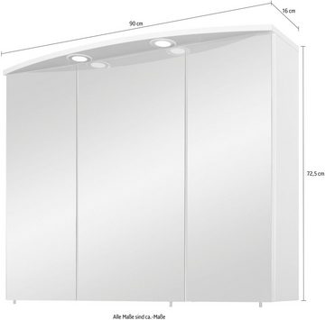 Schildmeyer Spiegelschrank Verona Breite 90 cm, 3-türig, 2 LED-Einbaustrahler, Schalter-/Steckdosenbox