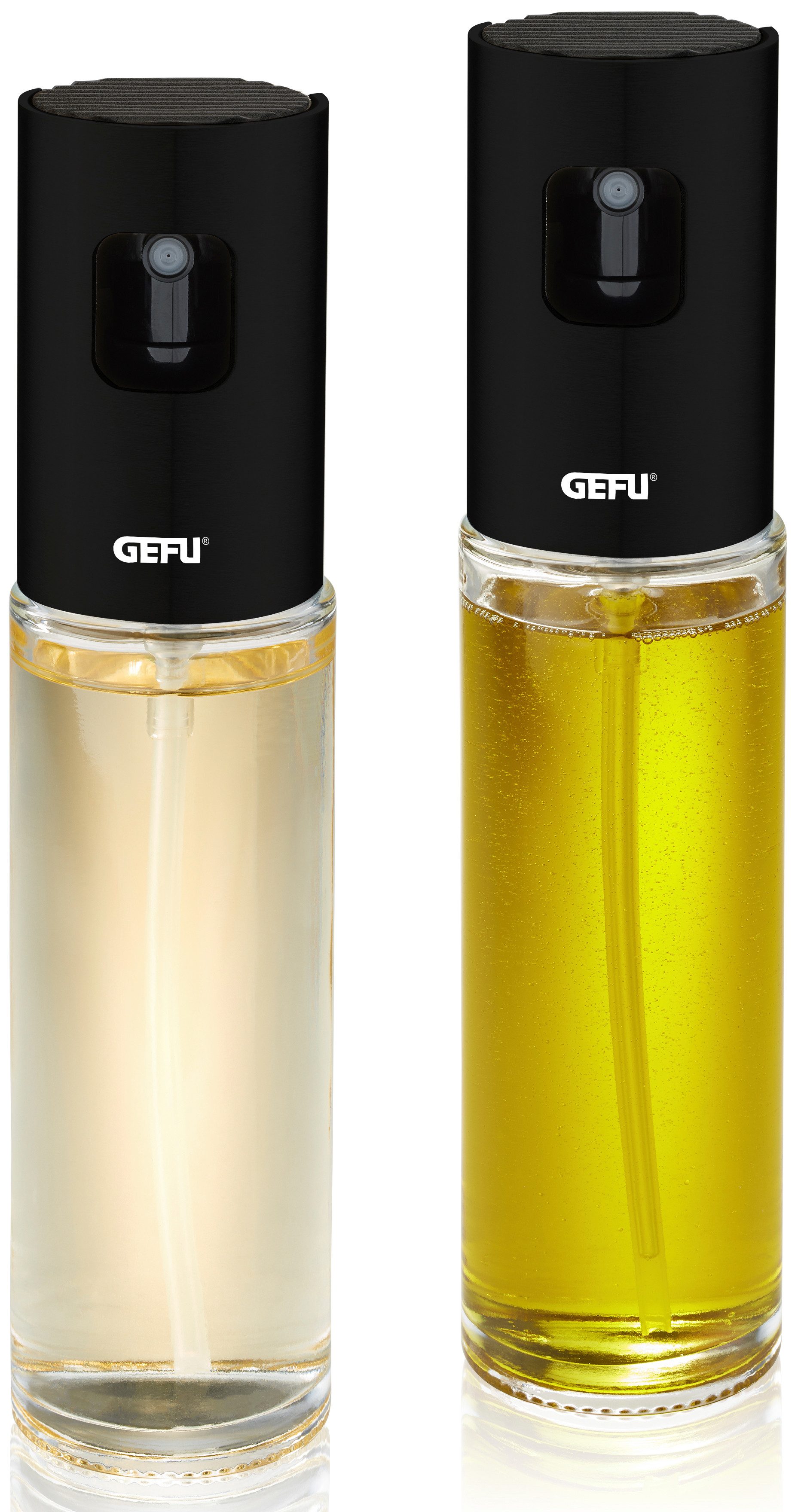 GEFU Ölspender Öl & Essig-Sprüher NEVA, 2er Set, (Set, 2-tlg), mit 2-in-1 Sprühkopf, für feinen Sprühnebel oder gleichmäßigen Strahl