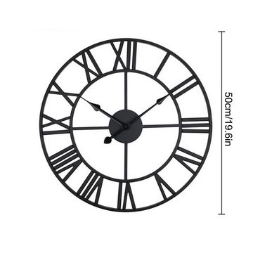OKWISH Wanduhr 50 cm Wand Uhr Küchenuhr Metall Uhren Lautlos Vintage Wohnzimmer leise (Ohne Tickgeräusche Ohne Batterie Wohnzimmer Küche Schlafzimmer Büro)