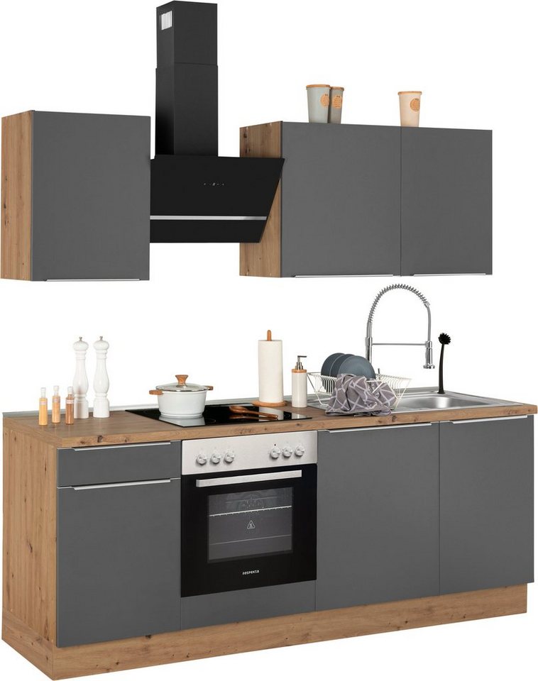 RESPEKTA Küchenzeile Safado aus der Serie Marleen, hochwertige Ausstattung  wie Soft Close Funktion, Breite 220 cm