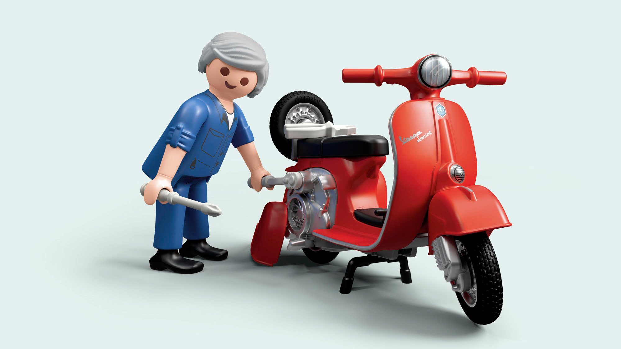 Playmobil® 60s Vespa Garage (71620), Vespa Konstruktions-Spielset, (88 St), Made in Europe – Bild 5 von 5