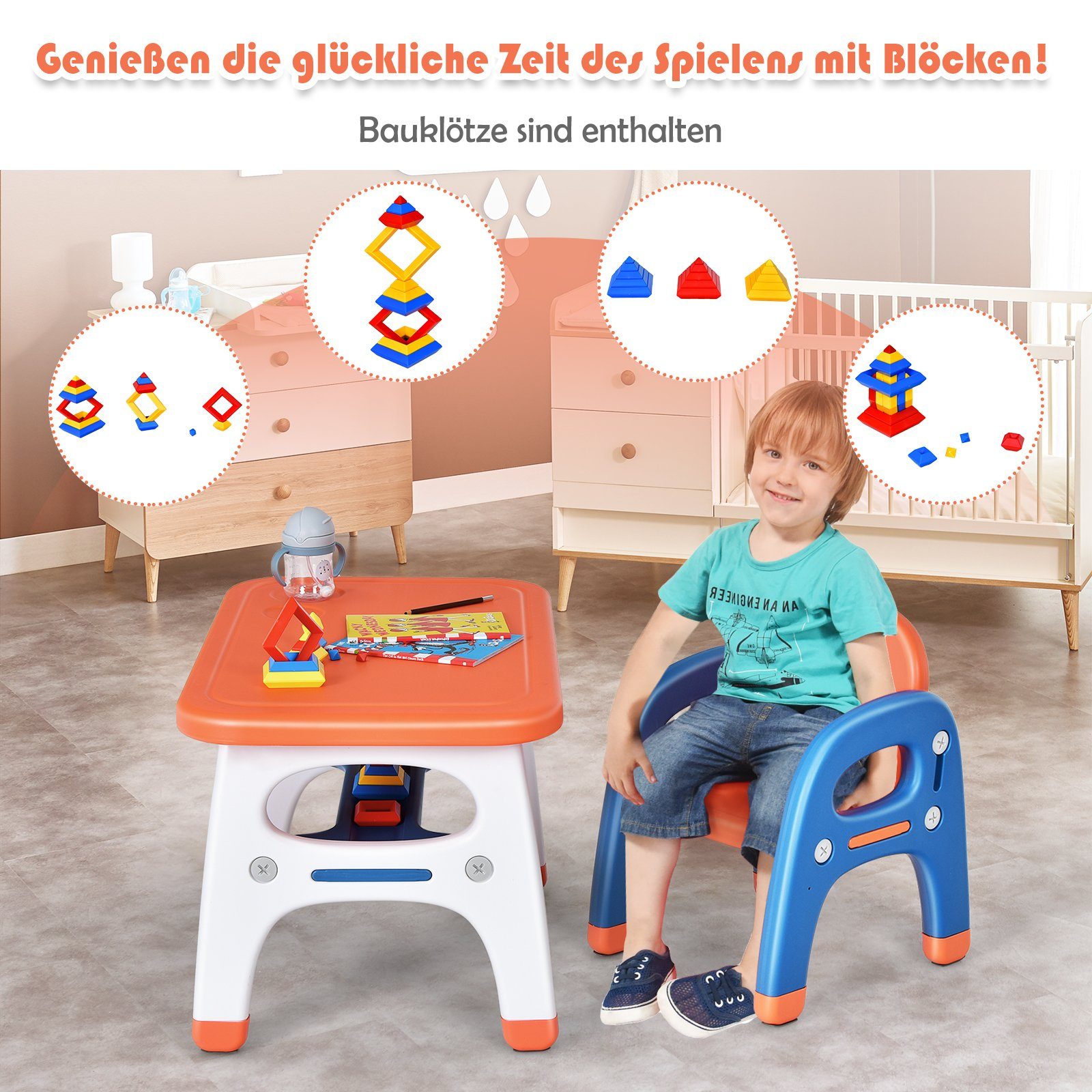 COSTWAY Kindersitzgruppe »Kindertisch, Kindermöbel«, mit Stuhl online  kaufen | OTTO