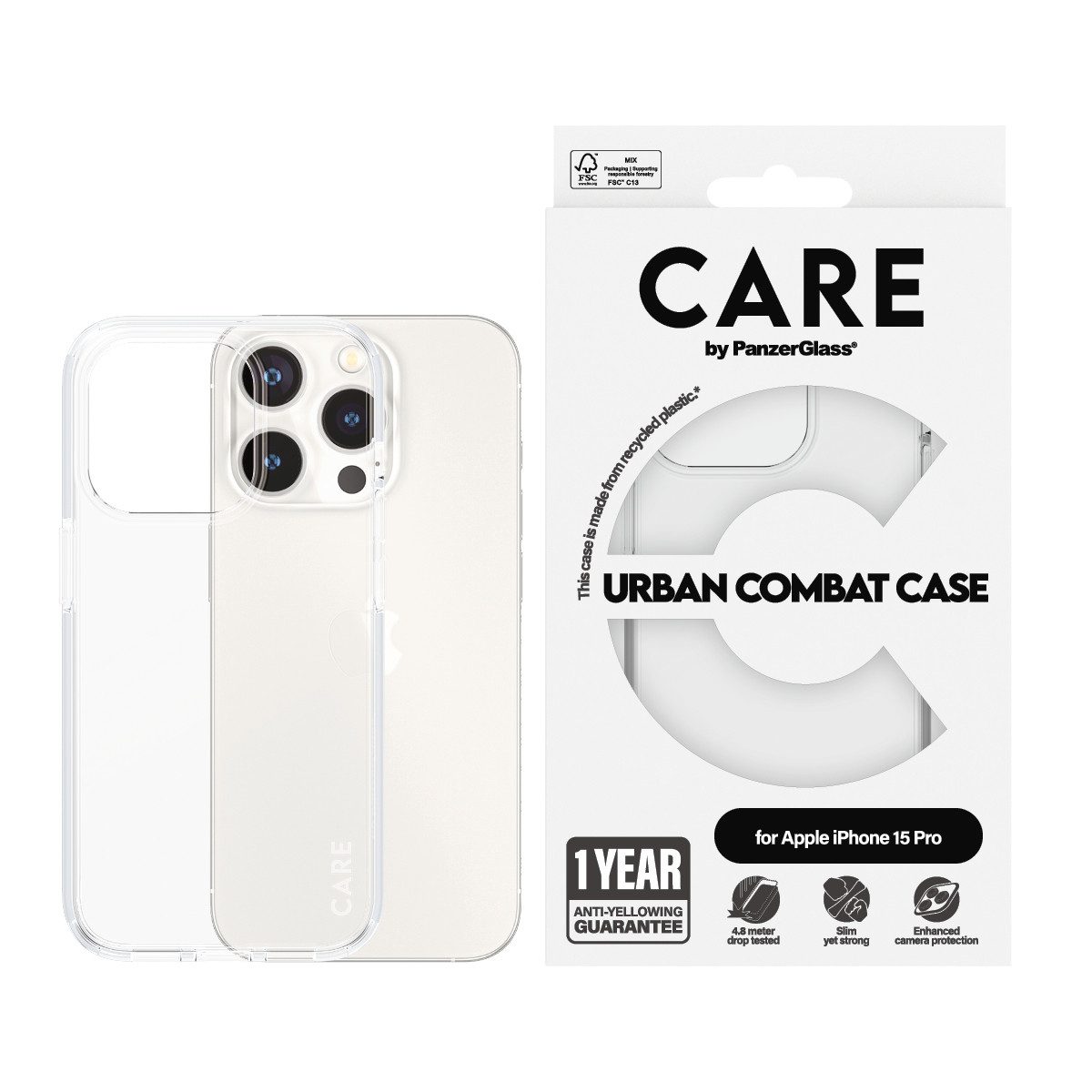 CARE by PanzerGlass Handyhülle Urban Combat Case für Apple iPhone 15 Pro, Backcover, Schutzhülle, Handyschutzhülle, Case, Schutzcase, stoßfest