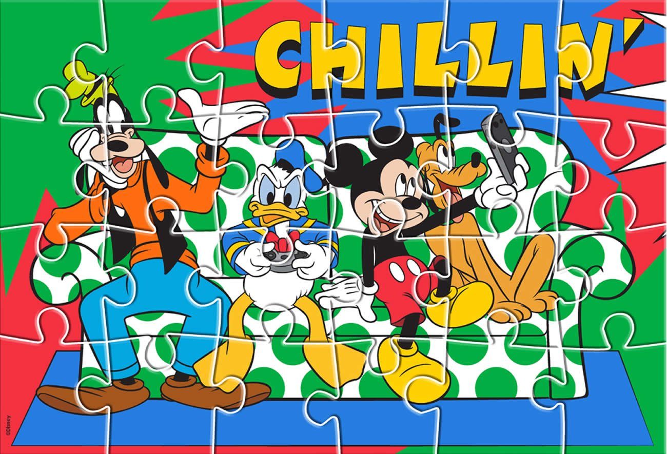Malpuzzle 24-tlg 2in1 Diakakis m. Mickey Puzzleteile Mouse Ausmalbilder, Steckpuzzle