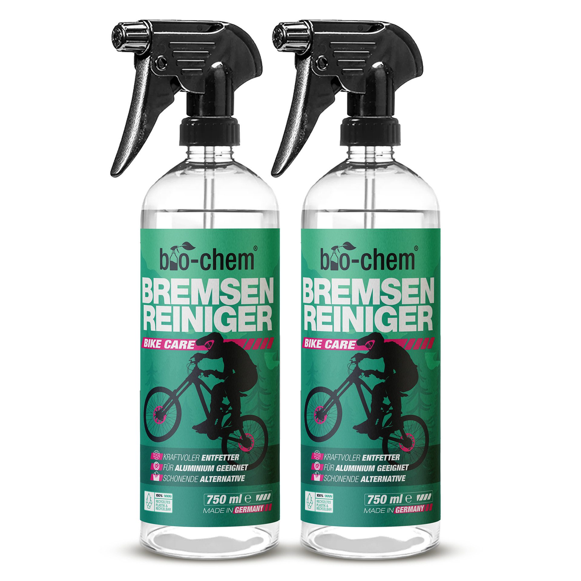 bio-chem bio-chem Очиститель тормозов Spray 750 ml – Entfetter für Fahrrad, KFZ Очиститель тормозов (Sparpaket, [- Очиститель тормозов 2x 750 ml Handsprayflasche Leistungsstarker, kennzeichnungsfreier Очиститель тормозов)