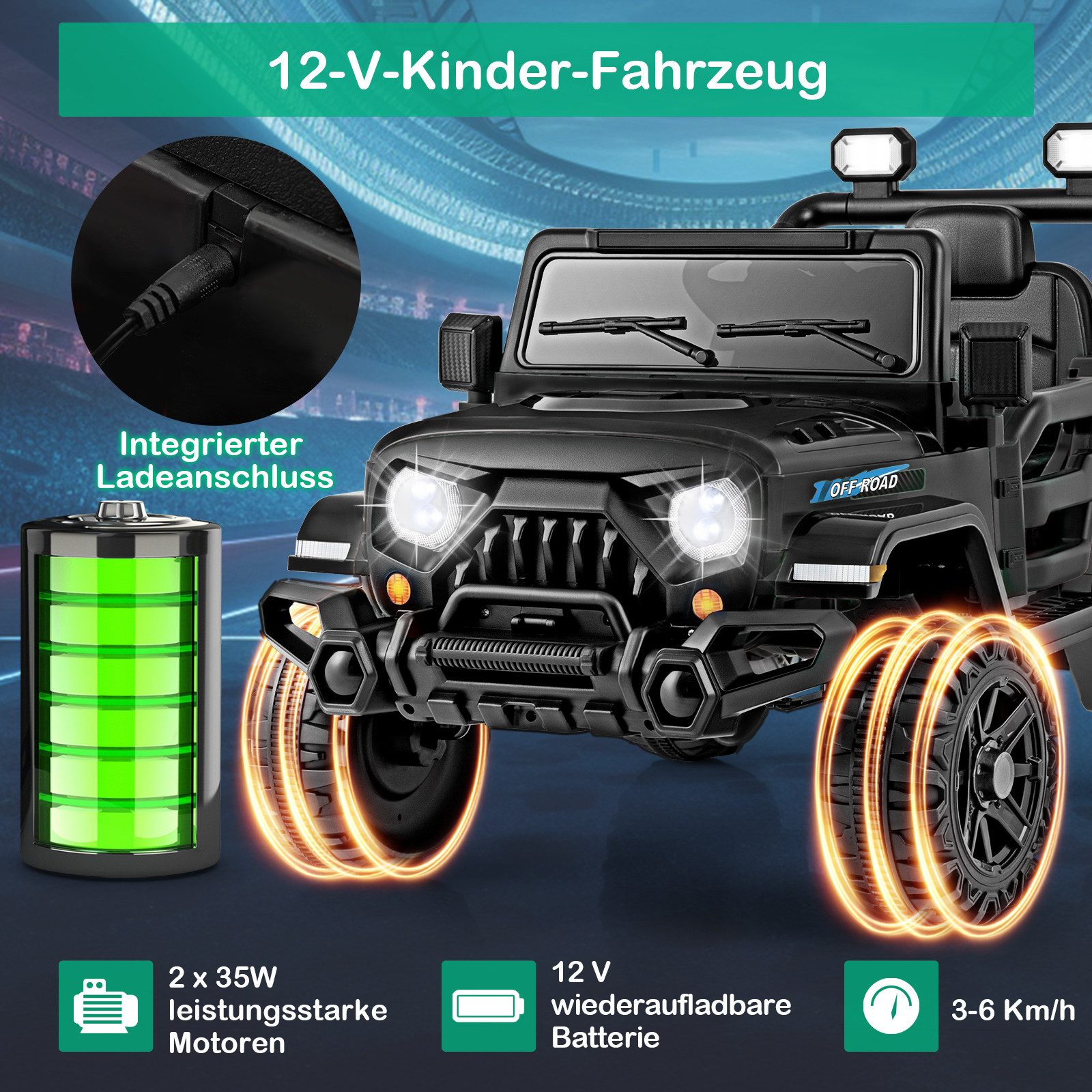 COSTWAY Elektro-Kinderauto, Belastbarkeit 30 kg, Elektrofahrzeug mit LED-Le günstig online kaufen