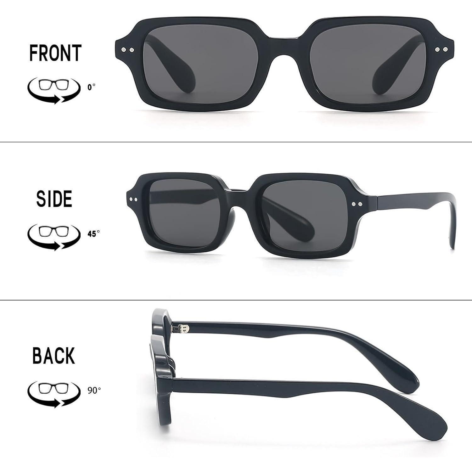 LuxusKollektion Retrosonnenbrille Sonnenbrille Retro Herren Damen Eckig Schwarz-schwarz 50 Millimeter