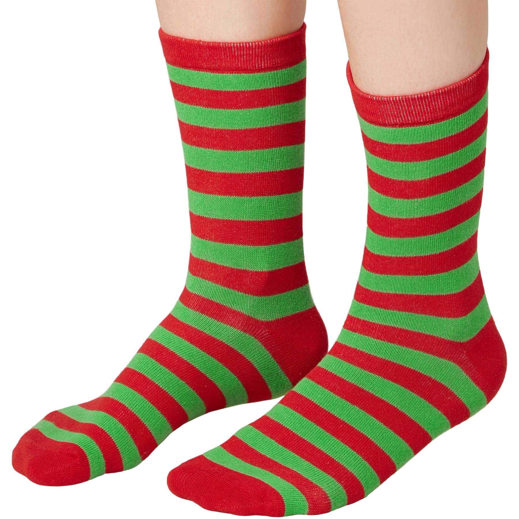 dressforfun Kuschelsocken Weihnachtssocken grün-rot gestreift