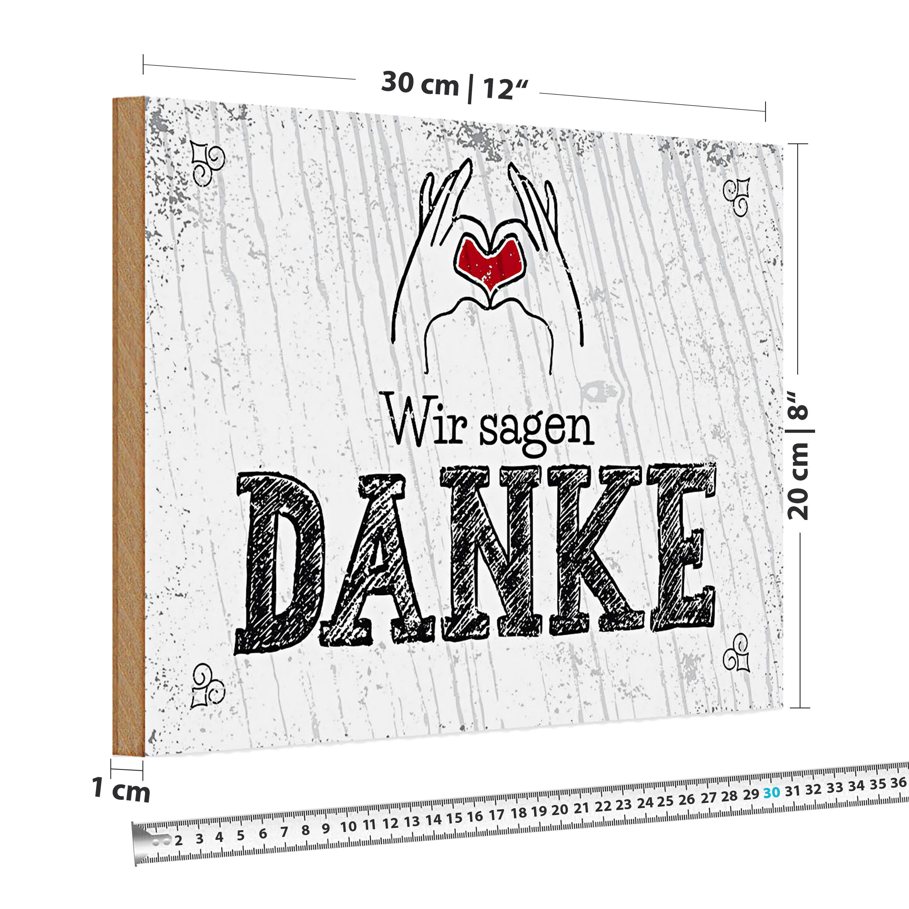 Roomando Holzbild Holzschild Spruch wir sagen danke Herz 30x20cm – Bild 2 von 4