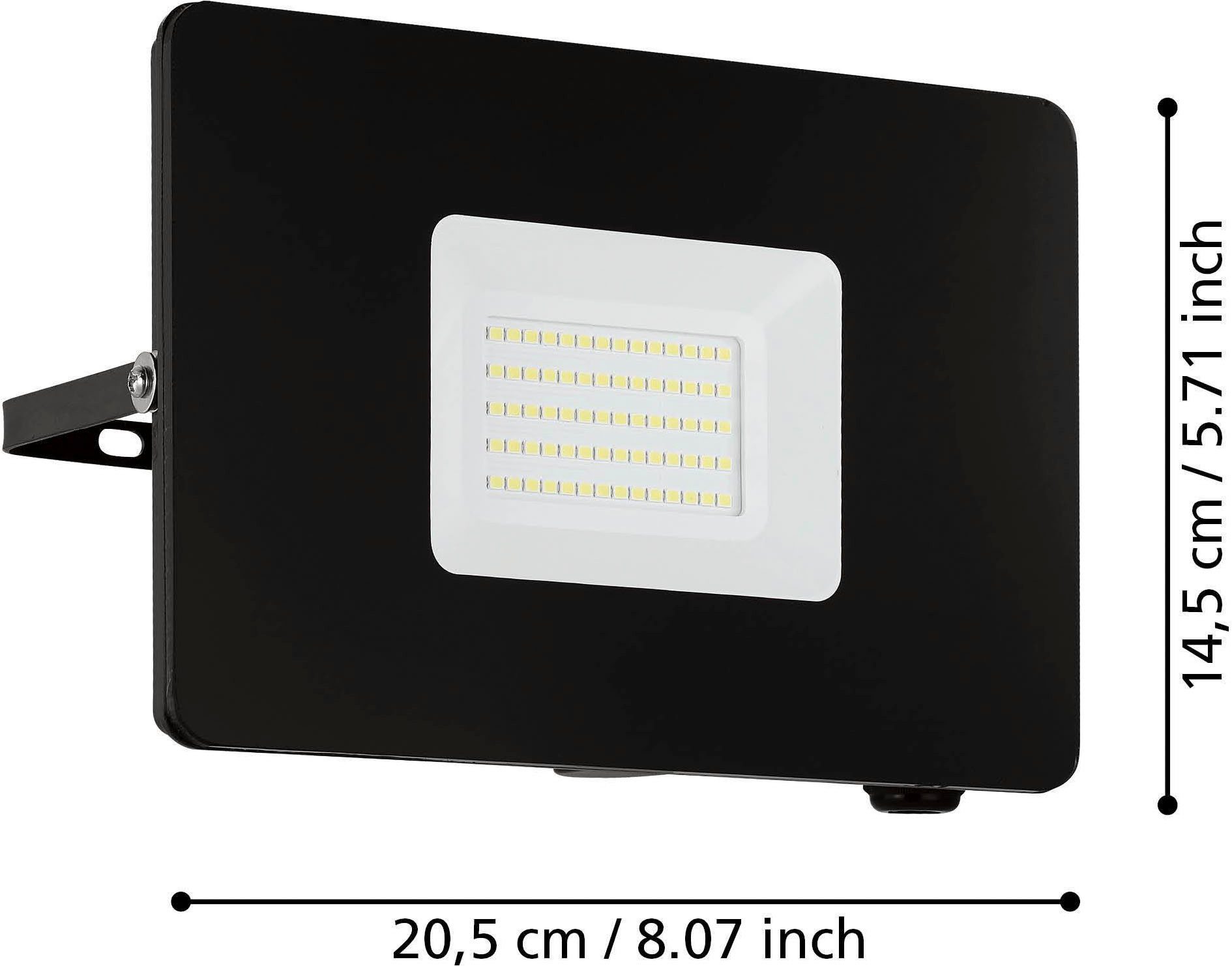 EGLO Wandleuchte Faedo 3, Außen-Strahler, Außenleuchte, Wandstrahler, IP65, Lampe, LED fest integriert, Kaltweiß, Wand-/Deckenleuchte - L20,5 x H14,5 x AL3 cm - schwarz - 53W inkl.