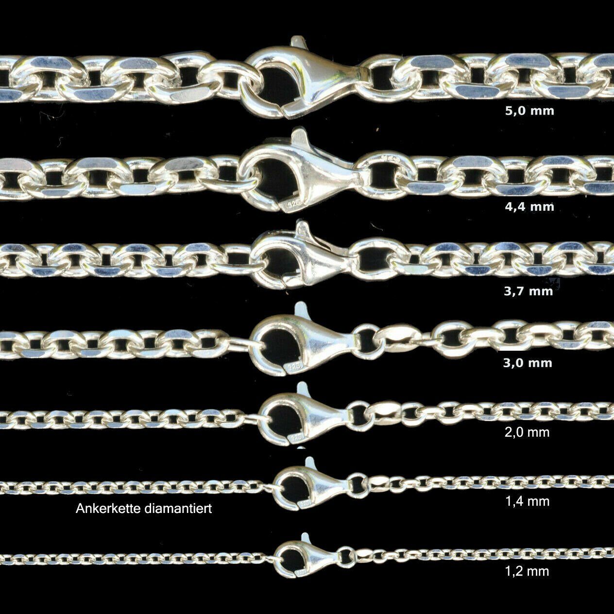 HOPLO Panzerkette Silberkette Ankerkette diamantiert Länge günstig online kaufen