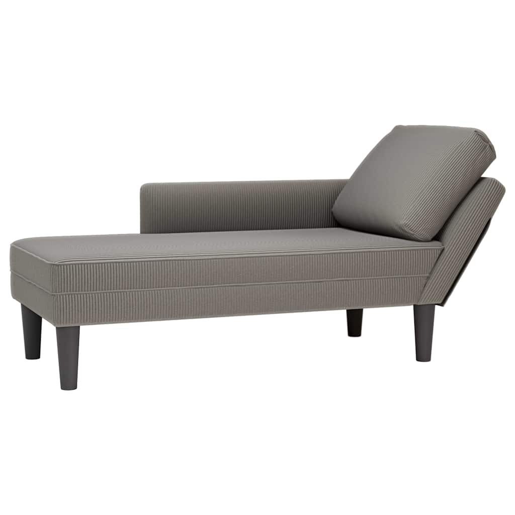 Chaiselongue Chaiselongue mit Kissen Hellgrau Cordstoff