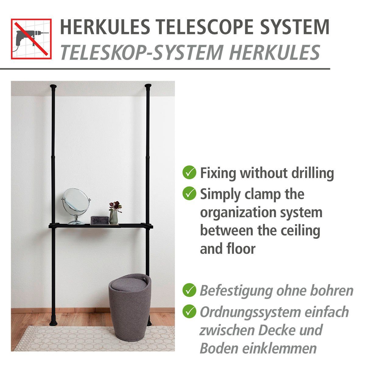 passend WENKO Herkules, zum Herkules Regalelement Teleskop-System
