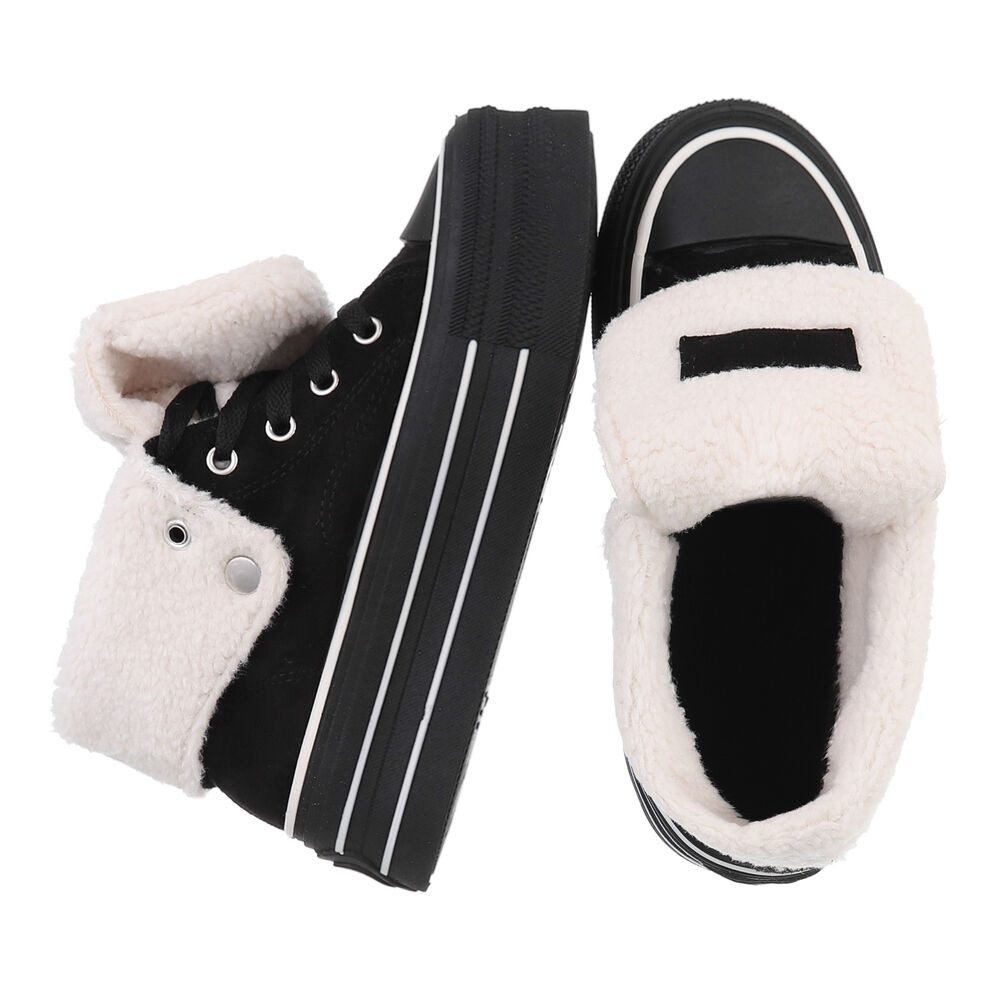 Ital-Design Trendy Freizeitschuh mit gefüttertem Knöchel und Komfort Sneakerboots (90458105) Flach Sneakers High in Schwarz