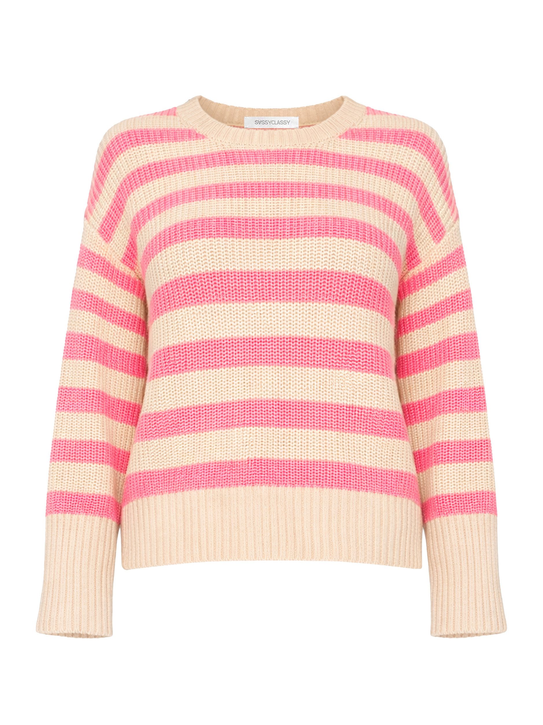 Strickpullover Gestreifter Baumwoll-Pullover für Damen