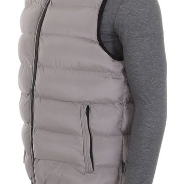 Ital-Design Funktionsjacke Herren Freizeit Weste Kapuze (abnehmbar) Gefüttert Jacke in Grau