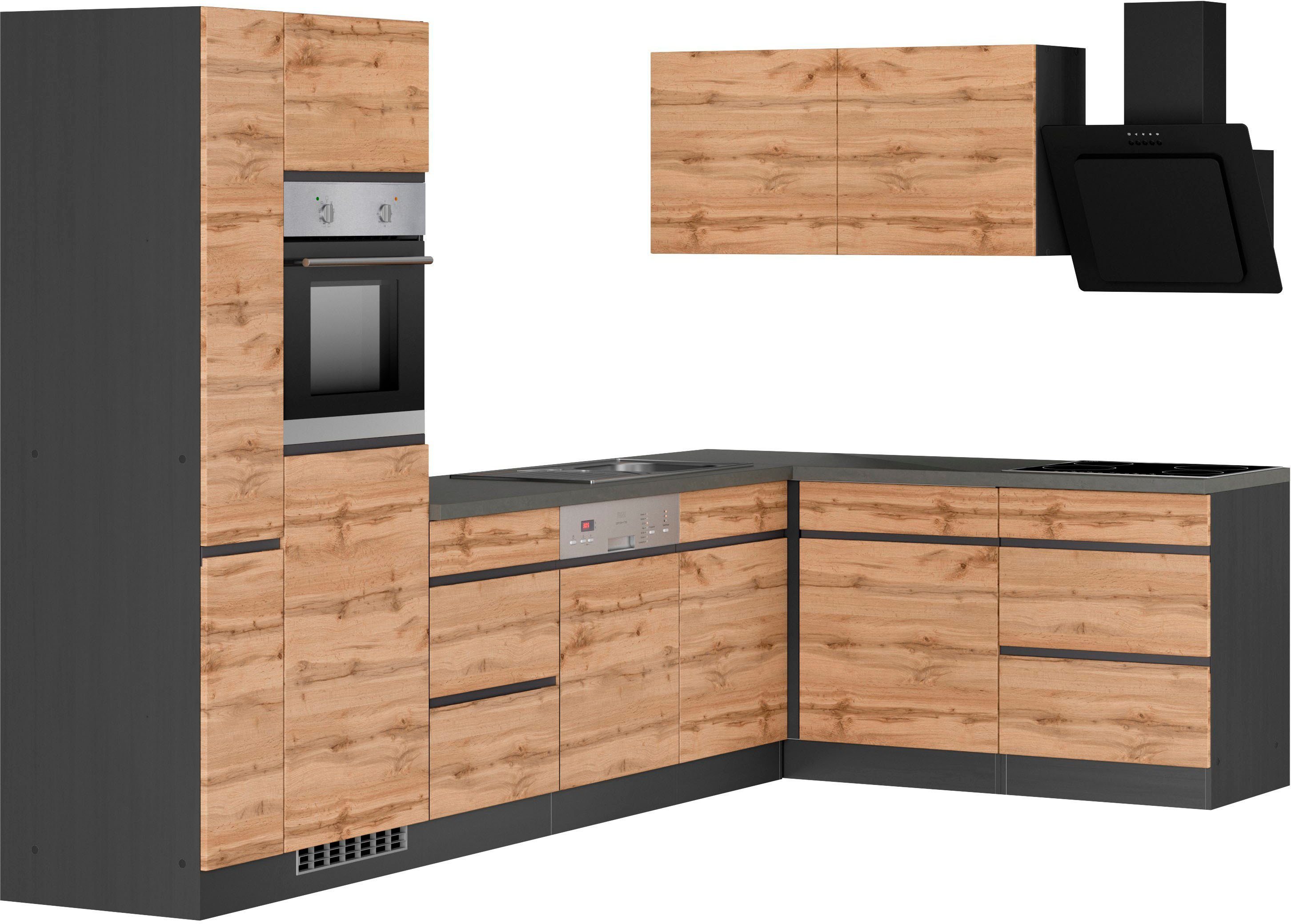 KOCHSTATION Winkelküche KS-Riesa, Stellbreite 330/180 cm, wahlweise mit Induktionskochfeld