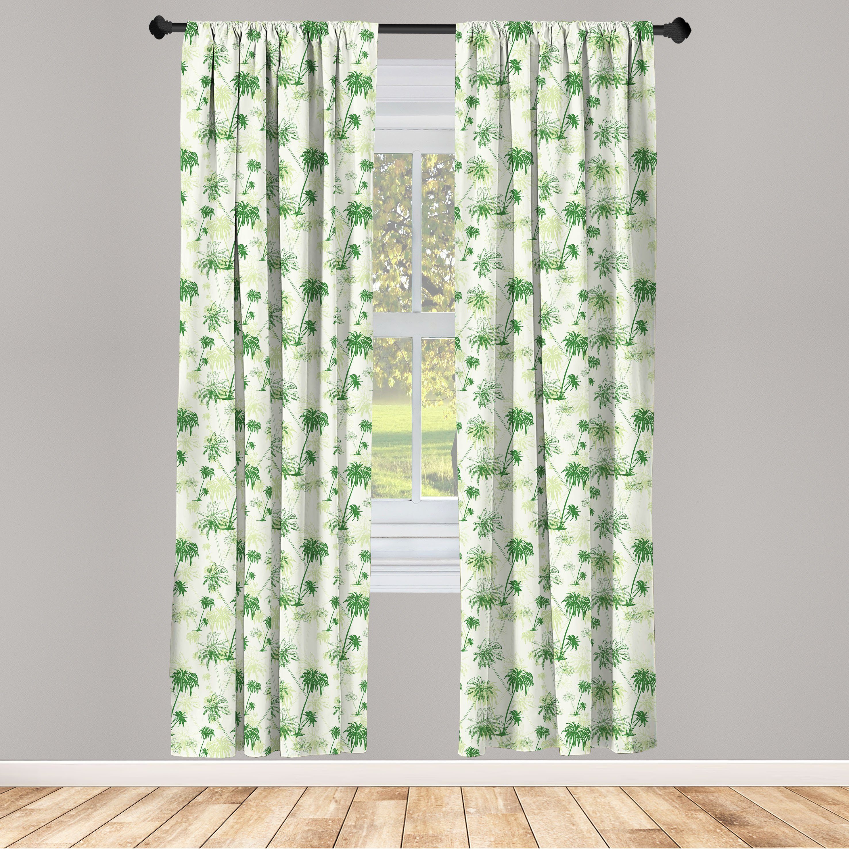 Gardine Vorhang für Wohnzimmer Schlafzimmer Dekor, Abakuhaus, Microfaser, Hawaii Sketch Stil Palmen