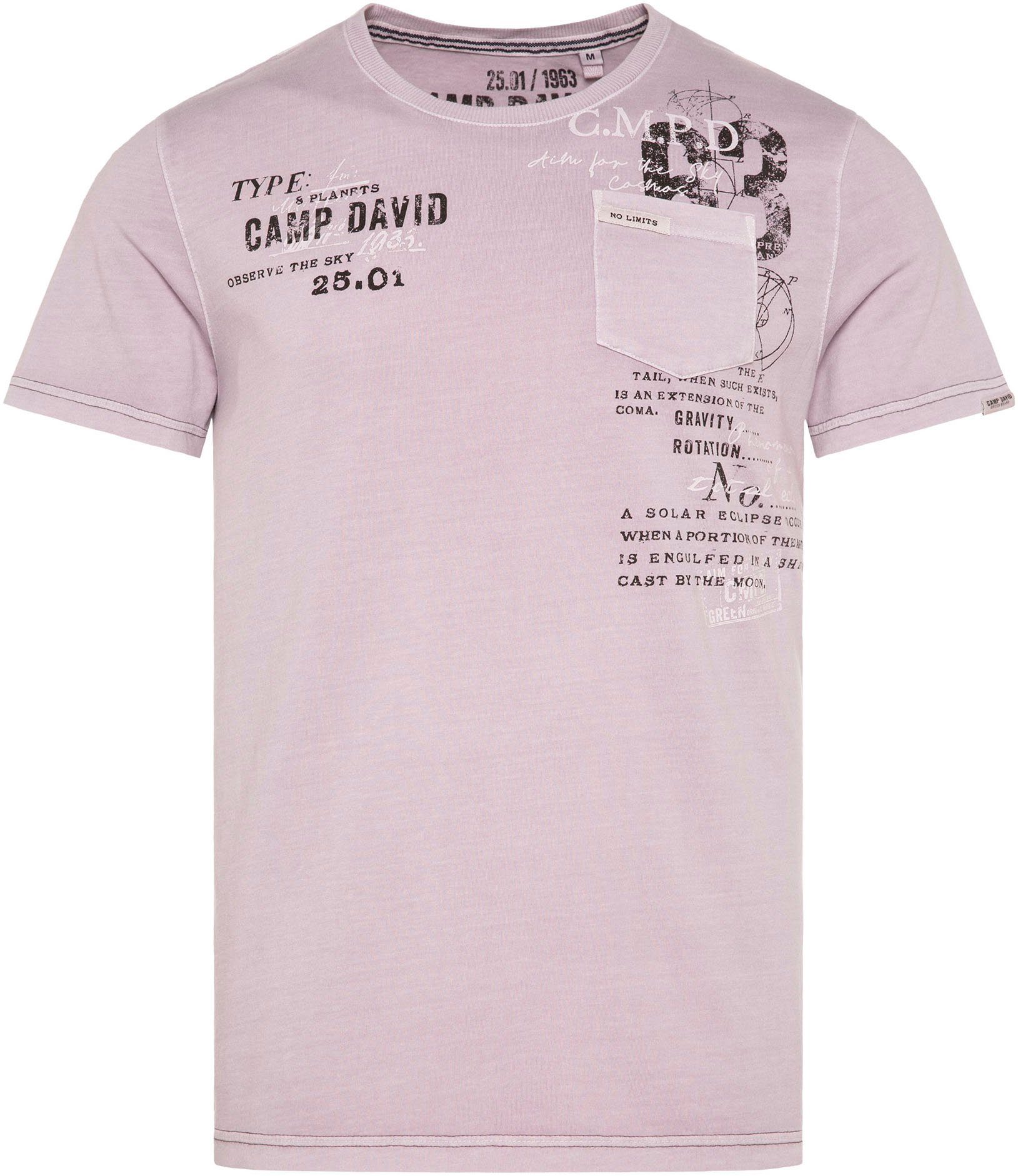 CAMP DAVID T-Shirt mit Kontrastnähten violet french