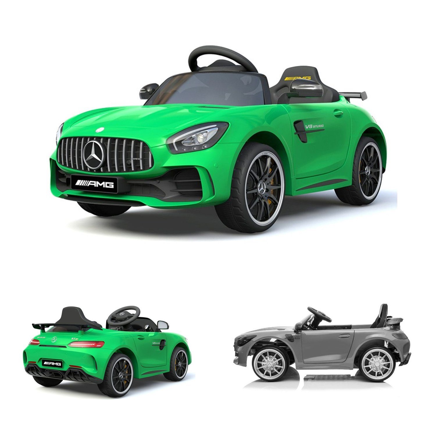 ES-Toys Elektro-Kinderauto Kinderauto Mercedes AMG GT R, Belastbarkeit 30 kg, Coupé, EVA-Reifen, Stoßdämpfer