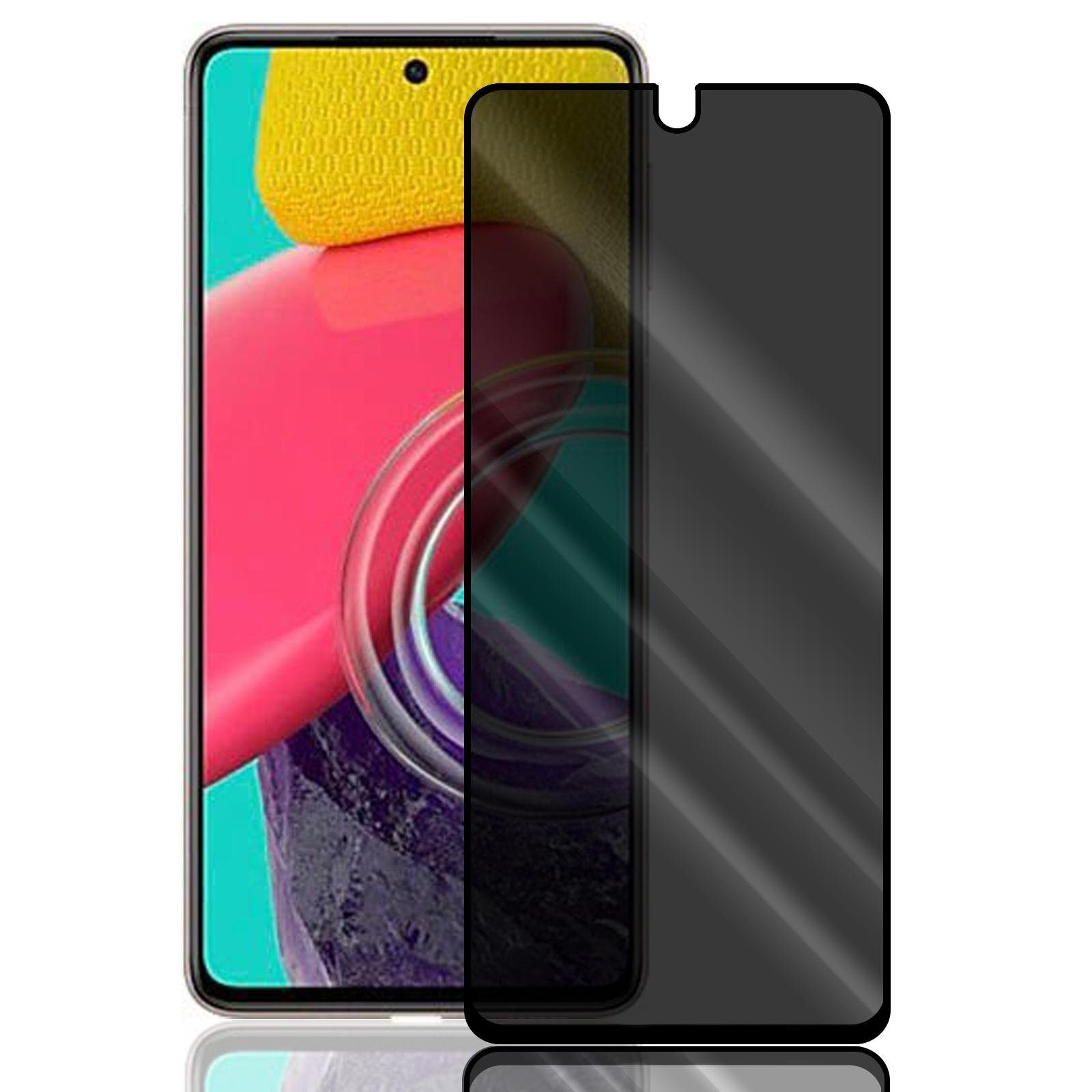 Numerva Schutzfolie Panzerfolie Echt Glas für Samsung Galaxy M53 5G, (1x Schutzfolie 2x Reinigungstücher), Anti Spy Schutzfolie Blickschutz Glasfolie Sichtschutzfolie