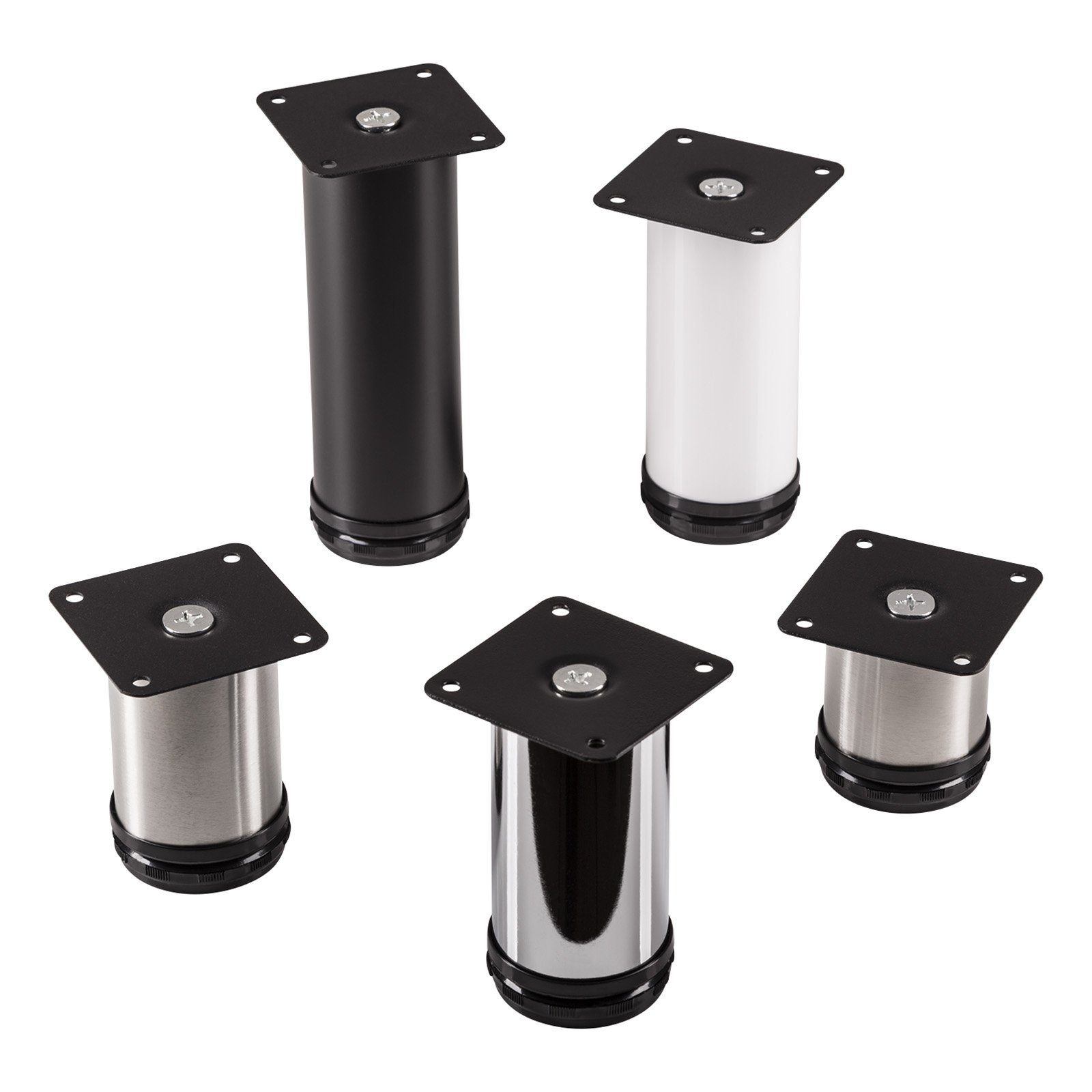 SO-TECH® Möbelfuß 4er SET Möbelfuß JIMMY Ø 50 mm Höhe: 60-150 mm Sockelfuß mit, verschiedene Oberflächen – Bild 4 von 5
