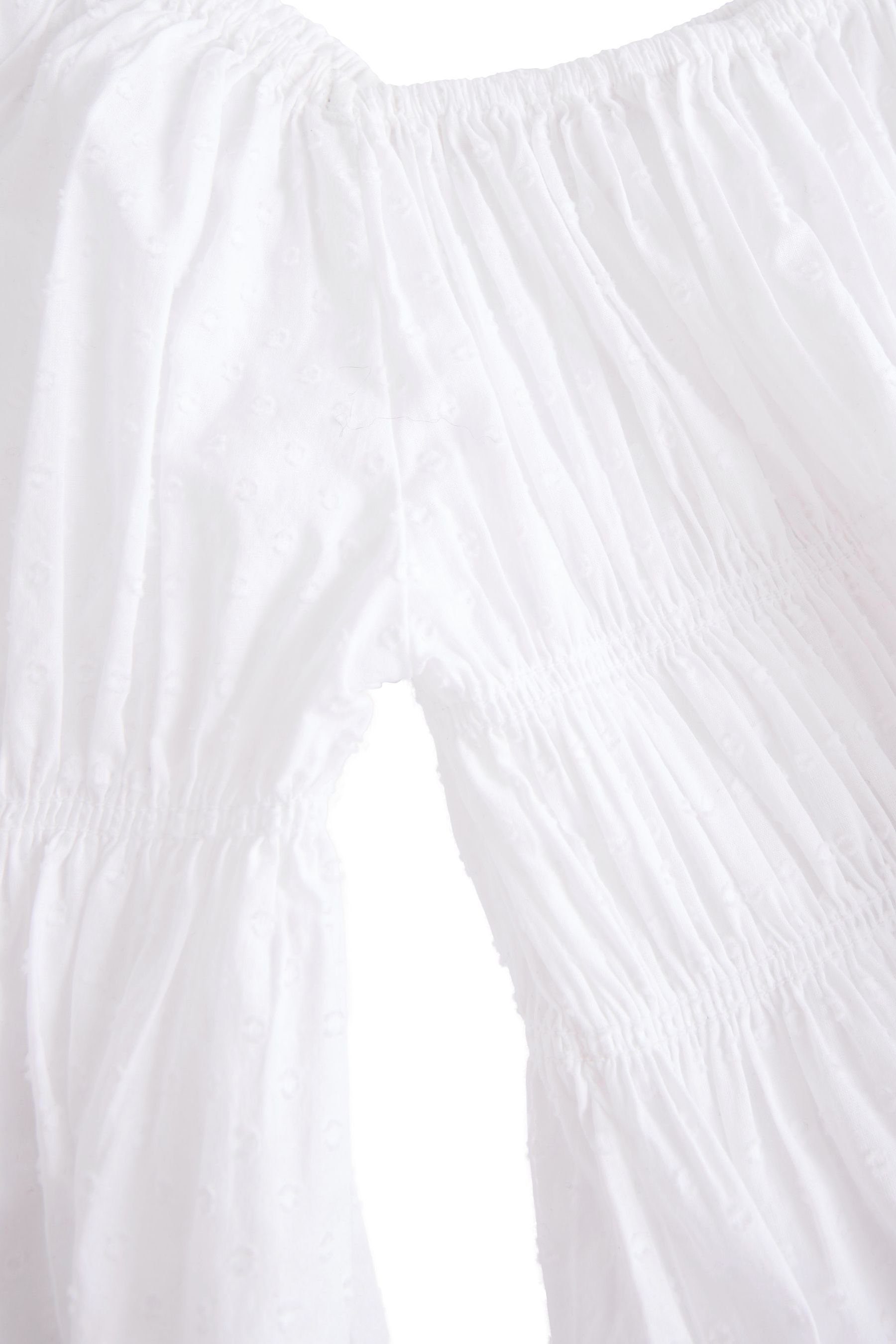 Next Gesmokte Bluse Blusenshirt White (1-tlg)