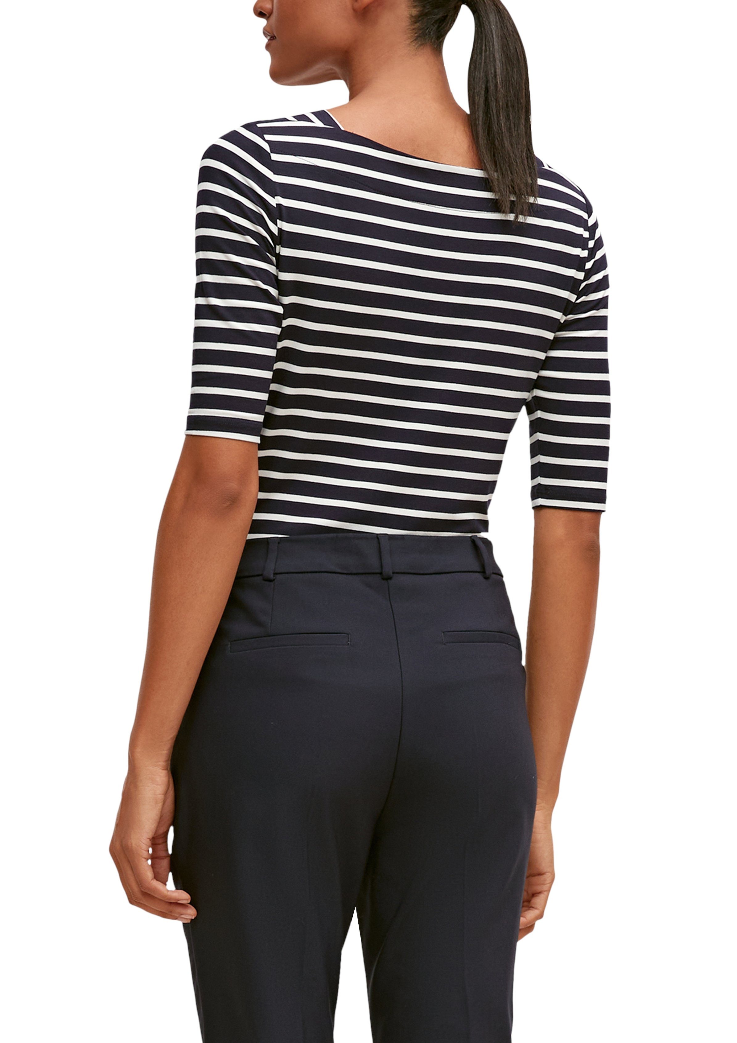 comma Kurzarmshirt mit Streifen und slim fit günstig online kaufen