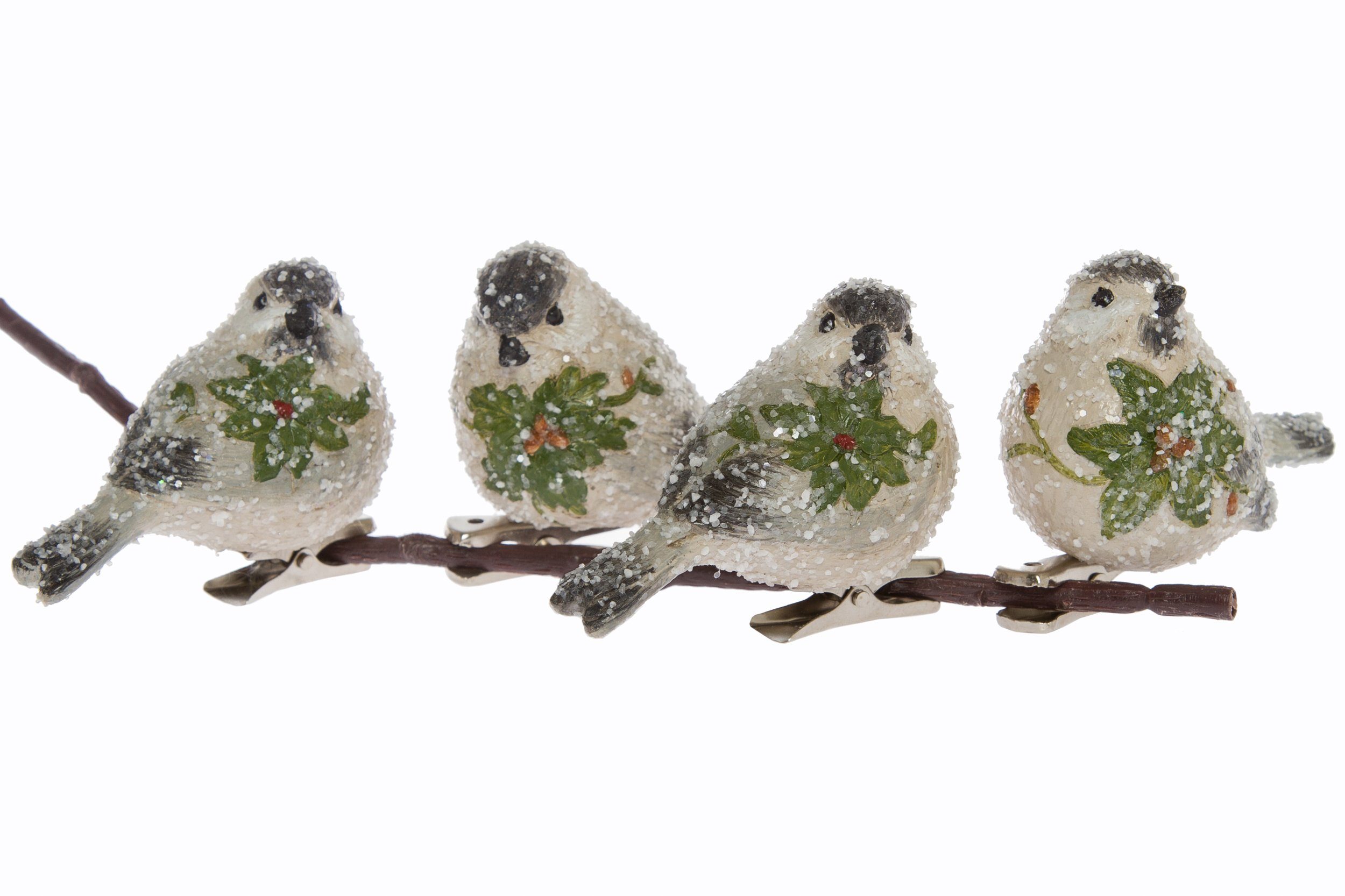 Wohnando Christbaumschmuck 4er-Set Vogel Clips für den Weihnachtsbaum oder Geschenke