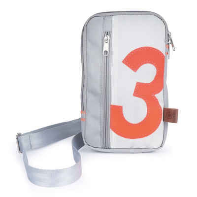 360Grad Umhängetasche »360 Grad Nautik Umhänge-Tasche Segeltuch weiß-grau mit Zahl orange«