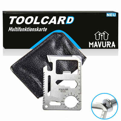 MAVURA Multitool TOOLCARD Multifunktionskarte 14in1 Multi Pocket Tool Card Edelstahl, (Multifunktions Karte im), Checkkarten-Format Kreditkarten Multitool Scheckkartenformat