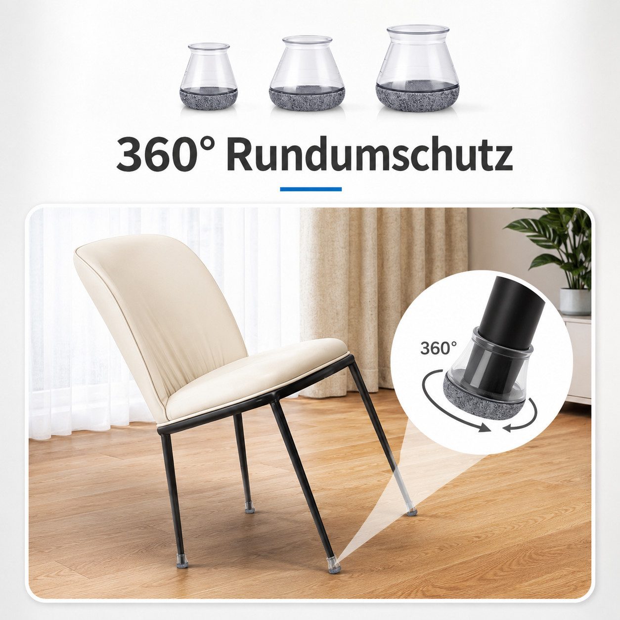 JASLIFE Filzgleiter 24 Stück Stuhlbeinschoner Stuhlbeinkappen mit Filz, Stuhlgleiter Filz, Bodenschonend, rutschfest & leise ideal für Fliesen, Parkett, Laminat
