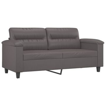 vidaXL Sofa 2-tlg. Sofagarnitur mit Kissen Grau Kunstleder