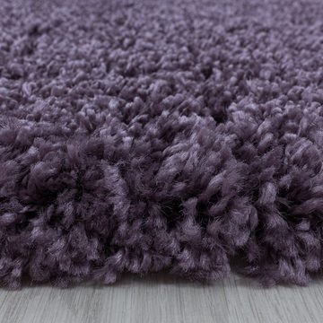 Teppich Unicolor - Einfarbig, Teppium, Rechteckig, Höhe: 30 mm, Teppich Wohnzimmer Shaggy Einfarbig Violett Modern Flauschig Weiche