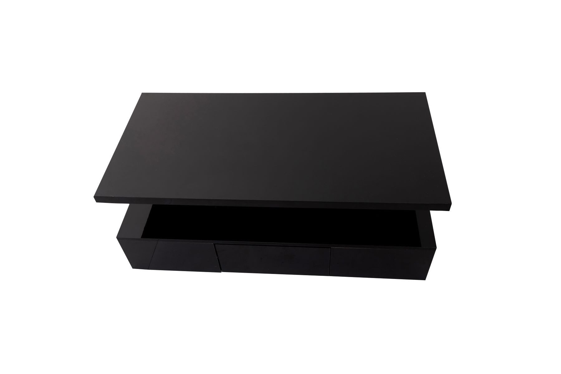 EXTSUD Couchtisch Hochglanz-Couchtisch mit LED & Schublade – Modern, 2 Ebenen, Beistelltisch mit zwei Ablageebenen. Mit LED-Licht