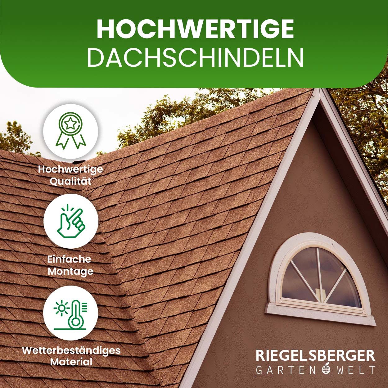 Gartenpirat Dachschindeln Bitumen Dachschindeln 2 m² rechteckig schwarz rot grün Dacheindeckung