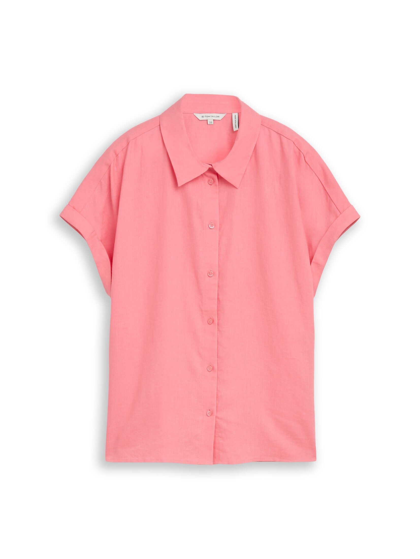 TOM TAILOR Kurzarmbluse Blusen & Shirts Loose Fit Bluse mit Leinenanteil