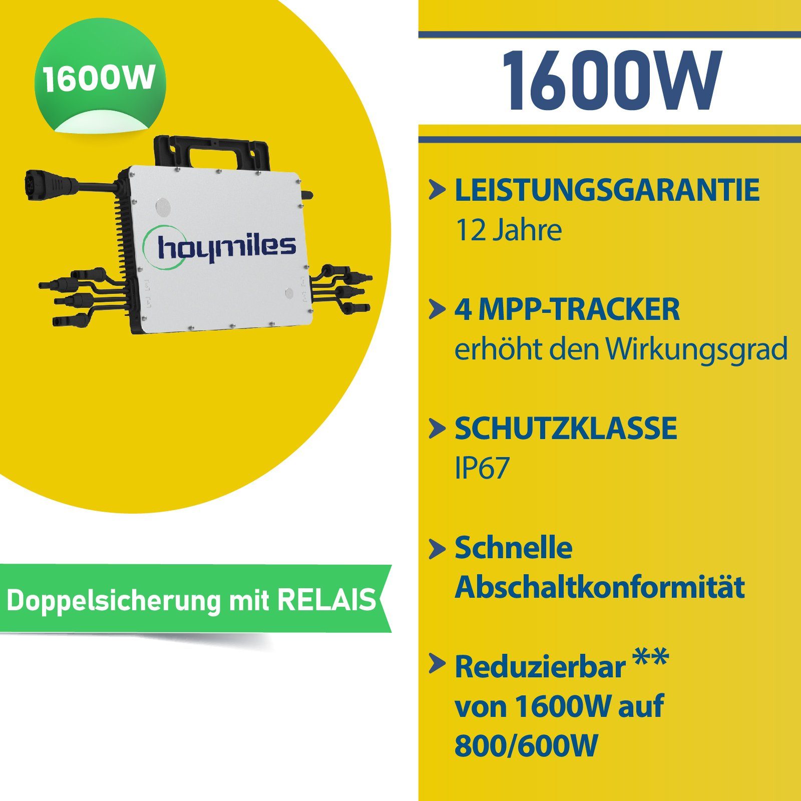 Balkonkraftwerk, HMS-1600-4T PV-Montage 1660W Hoymiles Stegpearl Solaranlage Photovoltaik Wechselrichter, DTU-WLite-S Rund, Balkongeländer