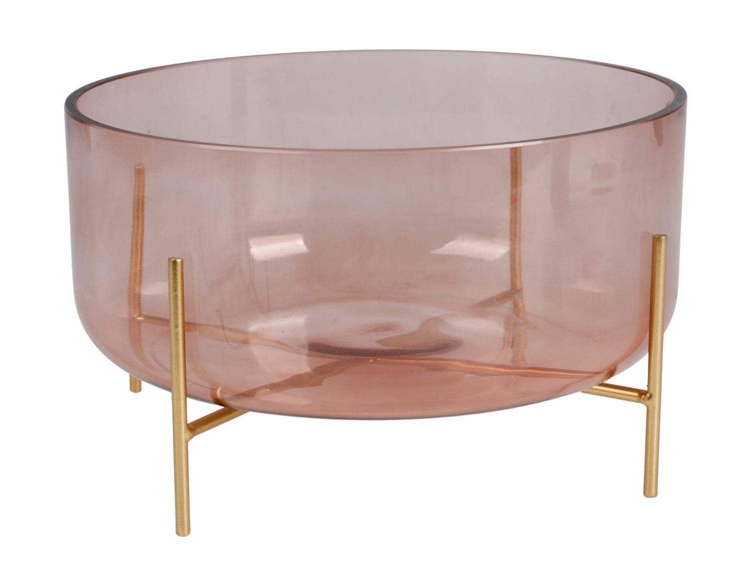 BURI Kerzenständer Rosa Deko-Glasschale auf goldenem Metallständer 28x16cm Tischdeko Kerz. € 25,99