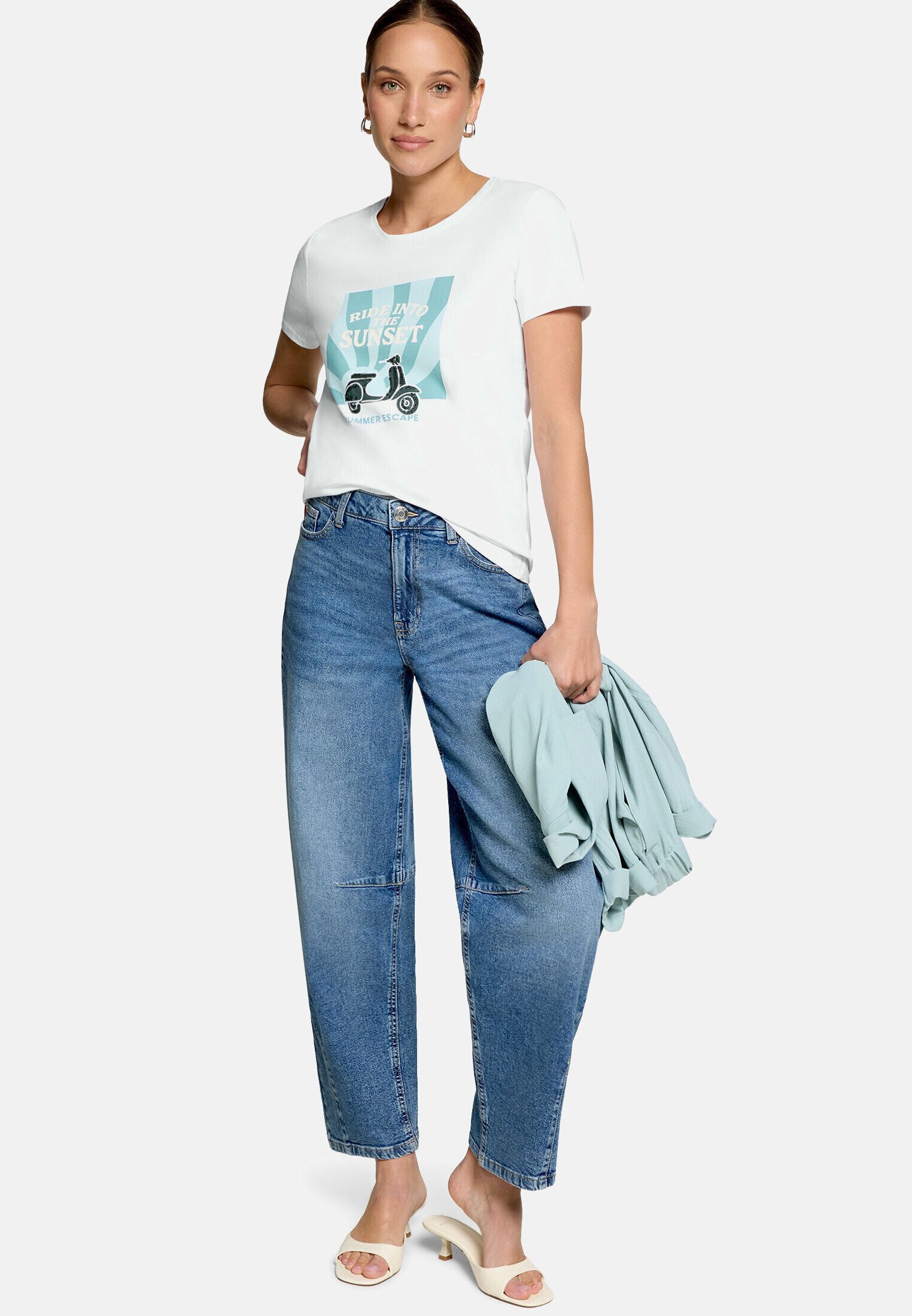 Zero Kurzarmshirt Damen mit Aufdruck (1-tlg) Glitzer.