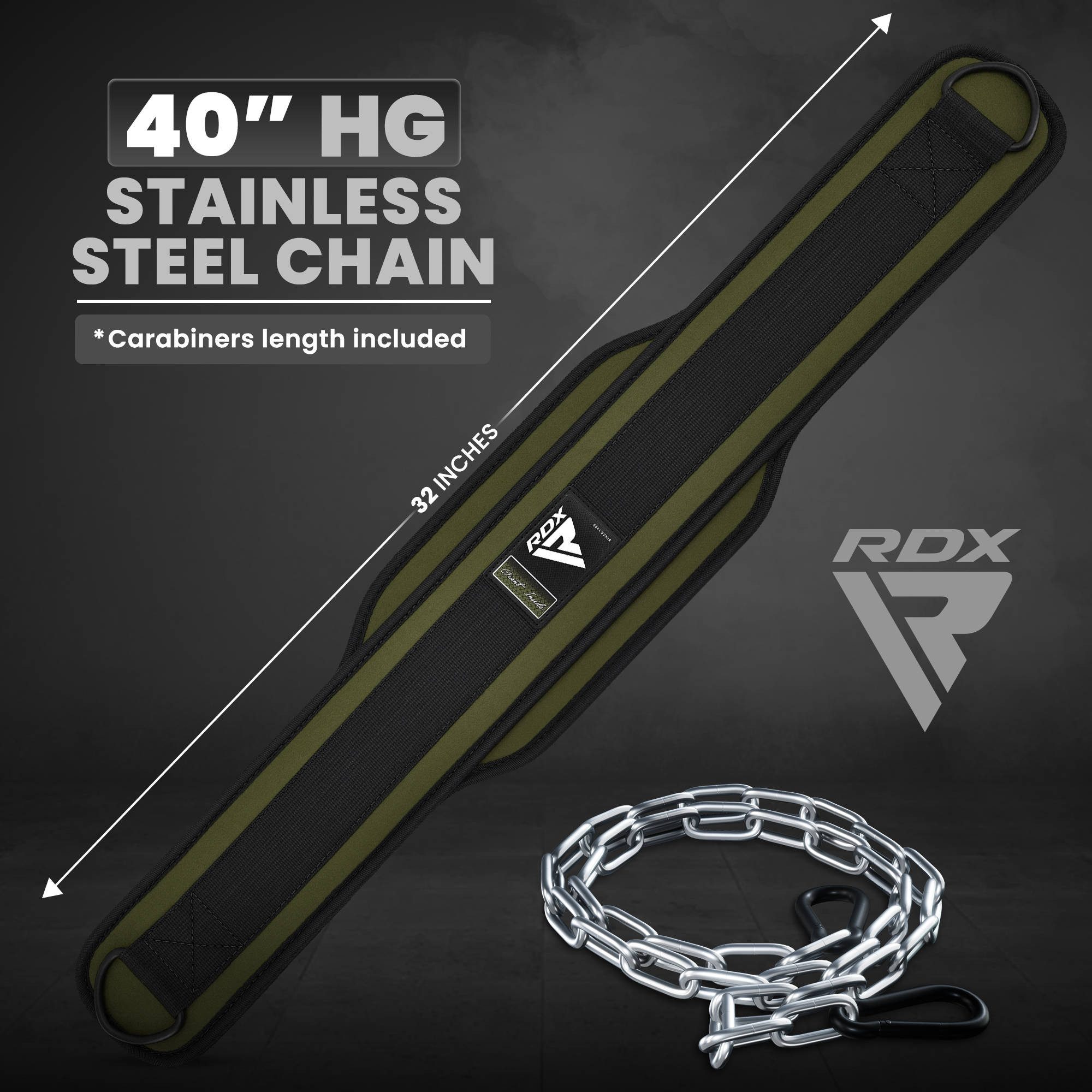 RDX Dip-Gürtel RDX Dip-Gürtel 6 Zoll mit Kette und Karabiner, Dipping belt