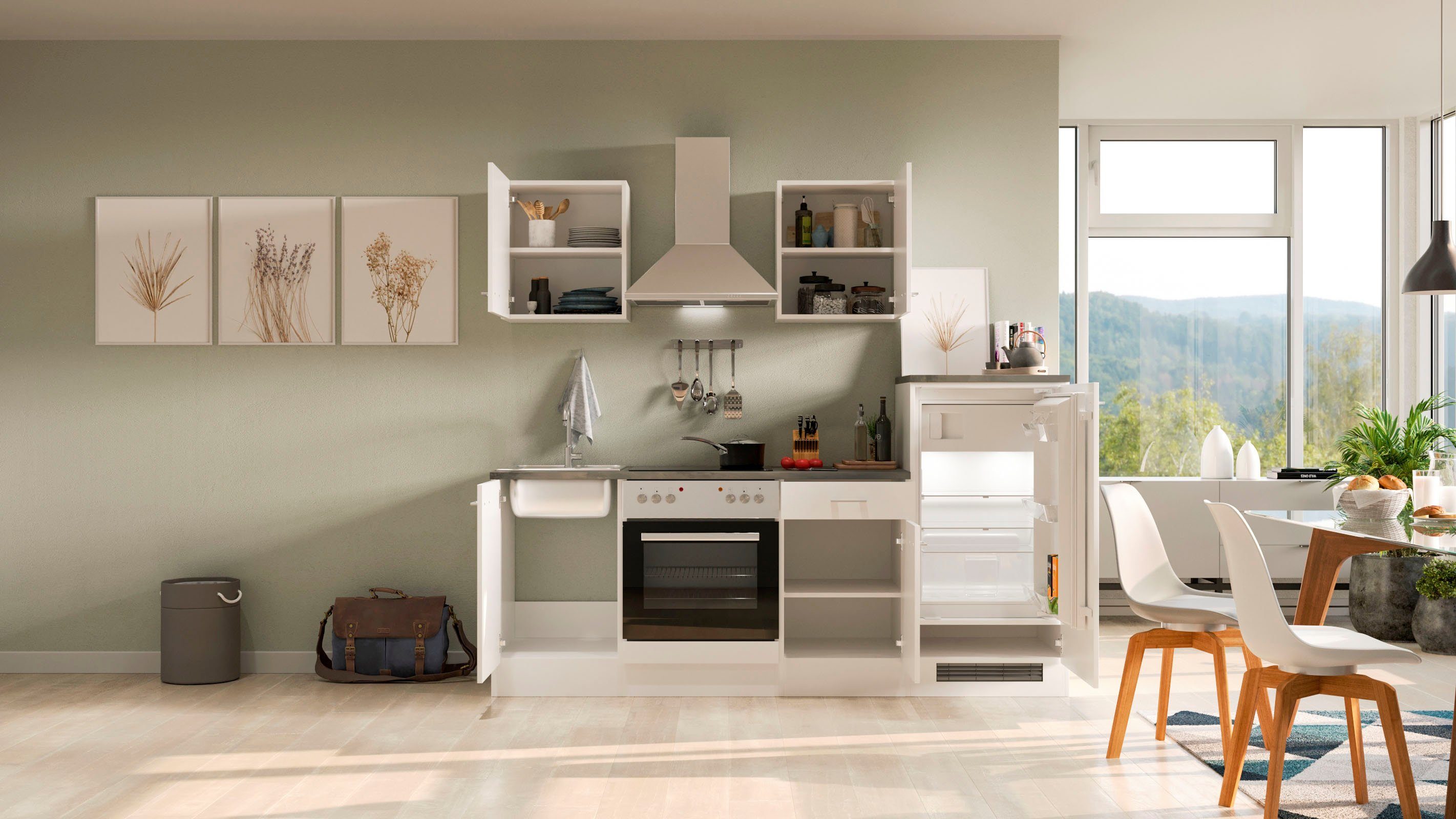 Flex-Well Küchenzeile Lucca, wahlw. mit E-Geräten, Breite 220 cm, viele Farbvarianten erhältlich