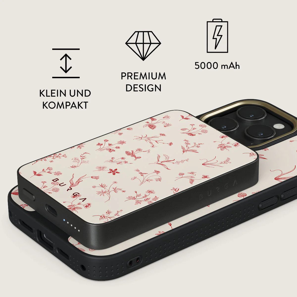 BURGA BURGA Prairie Magnetic PowerBank 5.000 m/Ah gunmetal Powerbank 5000 mAh