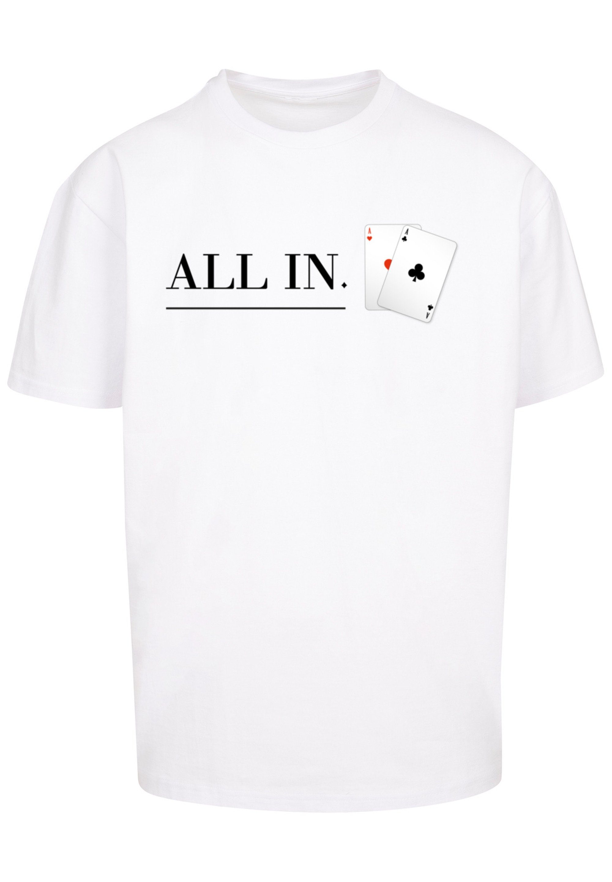 F4NT4STIC T-Shirt Poker All In Karten Print, Weite Passform und  überschnittene Schultern