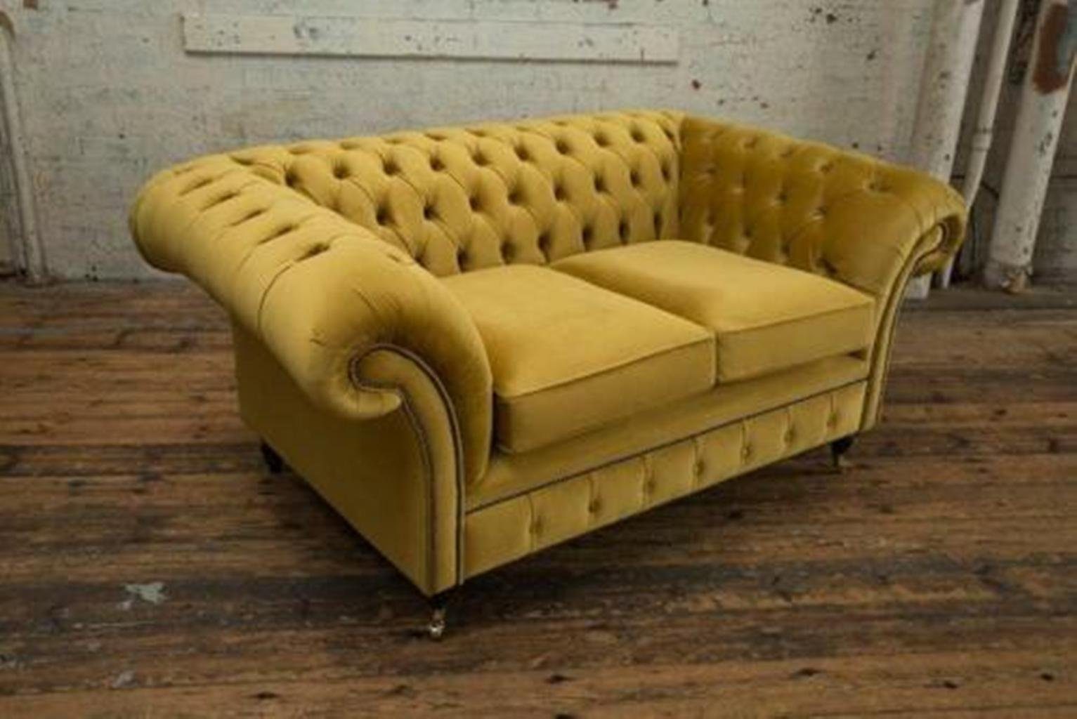 Samt JVmoebel Designer 2 Couchen Sitzer Cheserfield Sofa Couch Chesterfield-Sofa, Textil